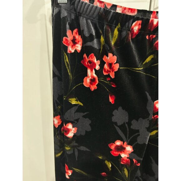 The Pyramid Collection Floral Velvet Leggings Black Multi Sz XL Boho Whimsigoth - Picture 4 of 8